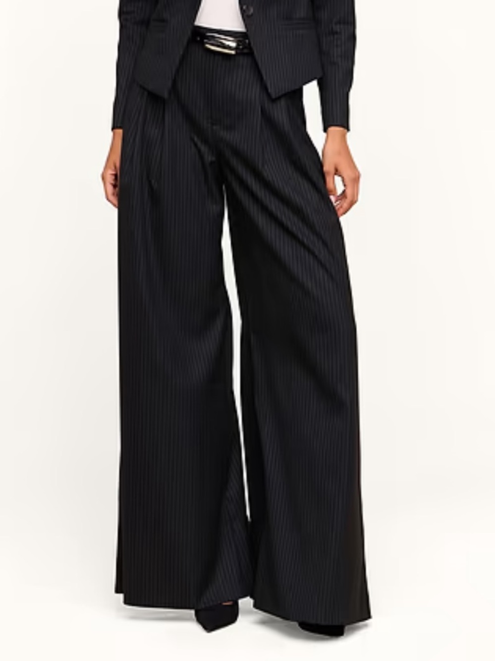 L’AGENCE Chelsy Wide Leg Pinstripe Pants